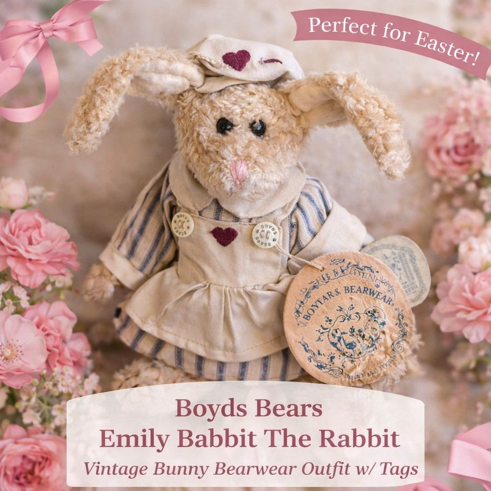 VTG Boyds Bears Emily Babbit Bunny Plush Tags Bearwear Outfit Bailey & Friends